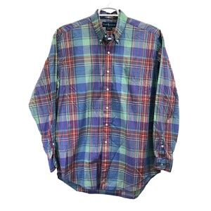 Ralph Lauren Blake Cotton Multicolor Mens Plaid Long‎ Sleeve Polo Shirt Large